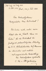 k.k. naturhistorisches Hofmuseum, Intendanzakten 1885-1896 (Hauer), Aktenzahl Z.365/1888, Seite 1